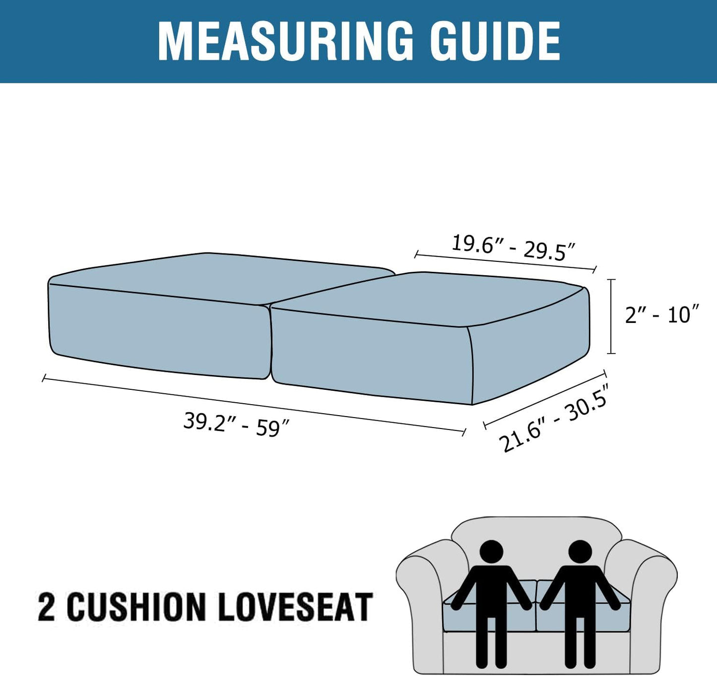 H.VERSAILTEX Velvet Stretch Couch Cushion Cover Plush Cushion Slipcover for Chair Loveseat Sofa Cushion Furniture Protector Seat Cushion Sofa Cover (2 Piece Medium Sofa Cushion Covers, Grey)