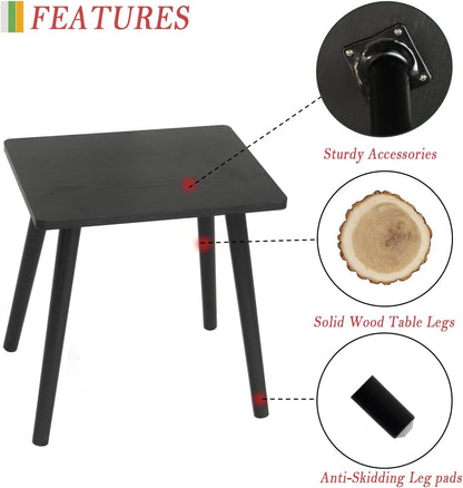 AWASEN Side Table, Small Black End Table for Living Room Bedroom Office Small Spaces, Modern Accent Side Table Nightstand with Solid Wood, Easy Assembly, (Black)