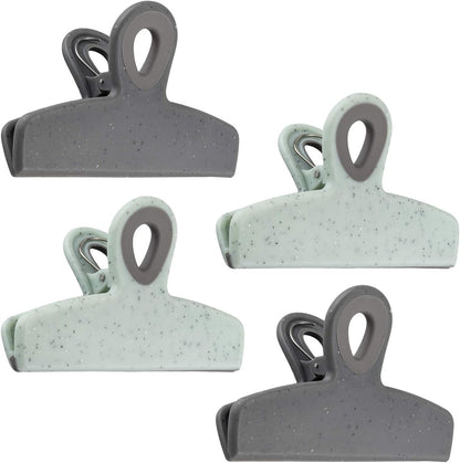 COOK WITH COLOR Bag Clips - Heavy Duty Chip Clip and Refrigerator Magnet Clips for Food Storage with Air Tight Seal Grip, Speckled Gray & Teal, 4 Pack