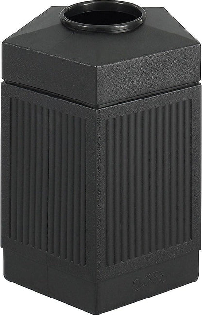 Safco Canmeleon Outdoor-Indoor Open Top Pentagon Trash Can 9486BL, Black, Decorative Fluted Panels, 45-Gallon Capacity
