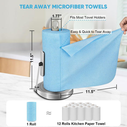 AIDEA Microfiber Cleaning Cloth Roll, 75PK, Reusable Tear Away Paper Towels, Microfiber Towels for Cars, Washable Shop Rags Blue, Lint Free Rags for House, Mechanic, Workshops, 11.5"×11.5"