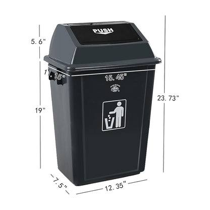 4 Packs 13 Gallon Commercial Heavy-Duty Trash/Garbage Can, Swing Lid Waste Container for Home/Garage/Kitchen/Outdoor/Driveway