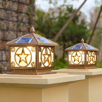 Solar Post Cap Light Modern Outdoor Fence Deck Column Cap Lamp Fence Deck Pillar Lantern Outside Housing Patio Landscape Lighting Flat Surface Posts Garden Decor IP65 Waterproof Entrance Pathway Lamps