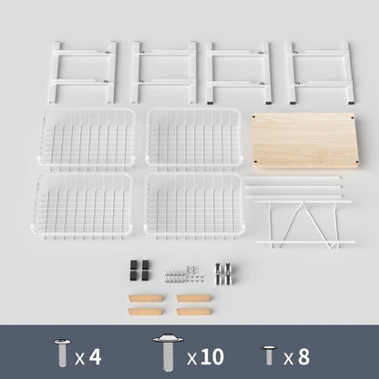 5-Layer Fruit Basket Kitchen Food Storage Organizer and Storage Rack, Stackable Storage cart with Desktop, Pull-Out Hollow Metal Storage Basket, Wheeled Sorting Rack Spice Rack