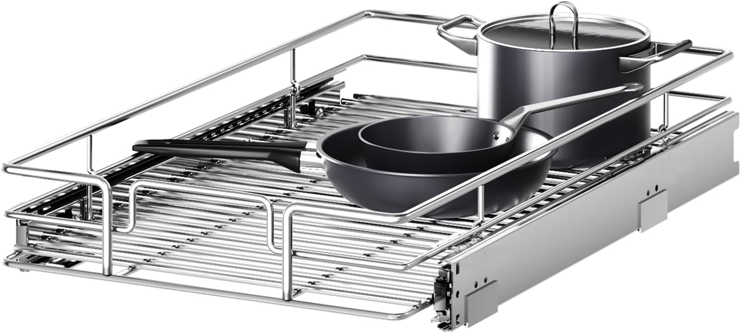 Pull Out Cabinet Organizer 13½" W x 18" D, Heavy Duty Cabinet Pull Out Shelves, Slide Out Drawers Organization for Kitchen Cabinets Bathroom