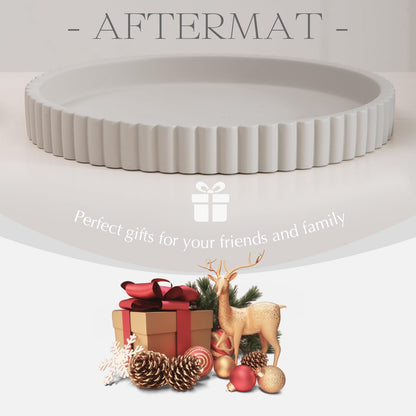 Decorative Tray for Coffee Table, Living Room, Side Table, 2 Packs 11" Gray Round Concrete Home Decor Serving Trays for Accent Table, Console Table