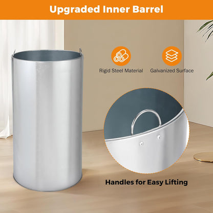 BEAMNOVA Commercial Trash Can 16.5 Gal Open Top Black Outdoor Indoor Garbage Enclosure Inner with Lid Inside Bucket 15 * 30.7 inch Stainless Steel Industrial Waste Container