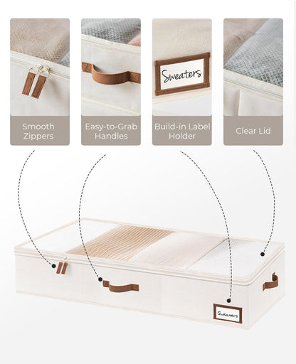 StorageWorks Large Under Bed Storage Containers with Handles and Label Holder, 2 Pack Ultra-thick Fabric Underbed Bins, Closet Organizer for Clothes, Blankets, Sweater