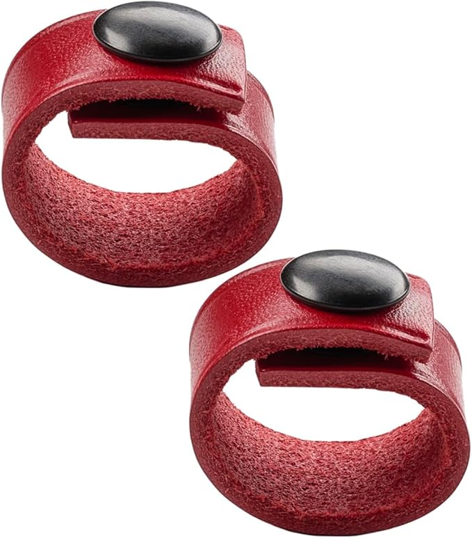 Shield Red Leather Firefighter Bundle - Anti-Sway Radio Strap/Belt Holder with Black Rivets