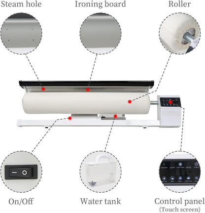 Rotary Roller Iron Steam Press Hotel Linen Ironing Machine with Continuous Steam for Commercial and Home Use. Designed for Bed Sheet,Pillowslip,Napkin, And Almost Any Flat, Appropriately Sized Textile