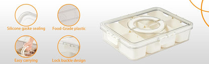 Snackle Box Container Meal Prep Divided Portion Serving Platters and Trays with Lid Handle Reusable Vacation Camping Travel Beach Essentials Food Fruit Veggie Organizers and Storage for Fridge