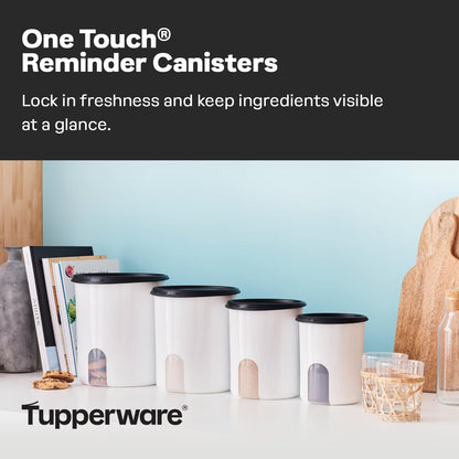 Tupperware One Touch Reminder Canisters 4 Canister Food Storage Set, Dishwasher Safe and BPA Free, (4 Containers, 4 Lids)