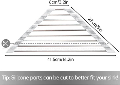 Tomorotec Marble Triangle Roll-Up Dish Drying Rack for Sink Corner - Small, Foldable, Stainless Steel, Multipurpose Kitchen Drainer Caddy, Trivet, Rustproof Organizer, Storage Shelf