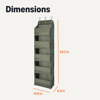 Amazon Basics 5 Tier Over the Door Organizer, Large, 6.4 x 54.5 x 14.9 in, Dark Grey