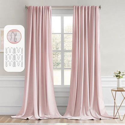 MIULEE Baby Pink Back Tab Blackout Curtains 102 Inch Long 2 Panels Set for Living Room Bedroom, Rod Pocket/Pinch Pleated Thermal Insulated Room Darkening Light Blocking Floor to Ceiling Drapes