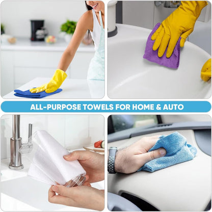 AIDEA Microfiber Cleaning Cloth Roll, 50PK, Reusable Paper Towels Tear Away Cloth, Microfiber Towels Washable Shop Rags, Lint Free Cleaning Rags for House, Kitchen, Window, 11.5"×11.5", Dark Blue