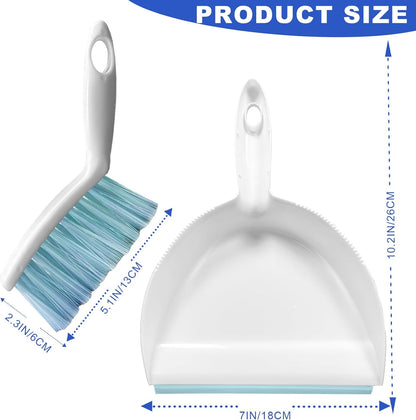 Mini Broom and Dustpan Set Small Dust pan & Brush Set Portable Cleaning Tools for Home Office RV Camping Learning (Blue)