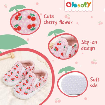 Morbido Infant Baby Boys Girls Canvas Sneaker Toddler Slip On Anti Skid Newborn First Walkers Candy Shoes for 0-18 Months
