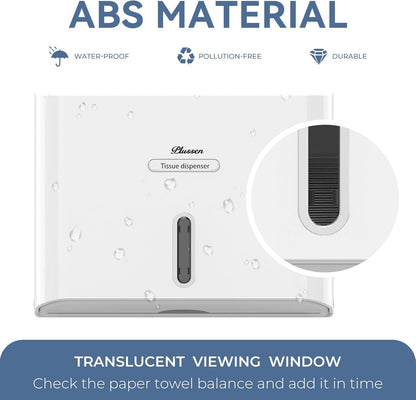 Paper Towel Dispenser Wall Mount, Adhesive No Drilling Multifold Trifold C Fold Commercial Hand Towel Dispenser,White