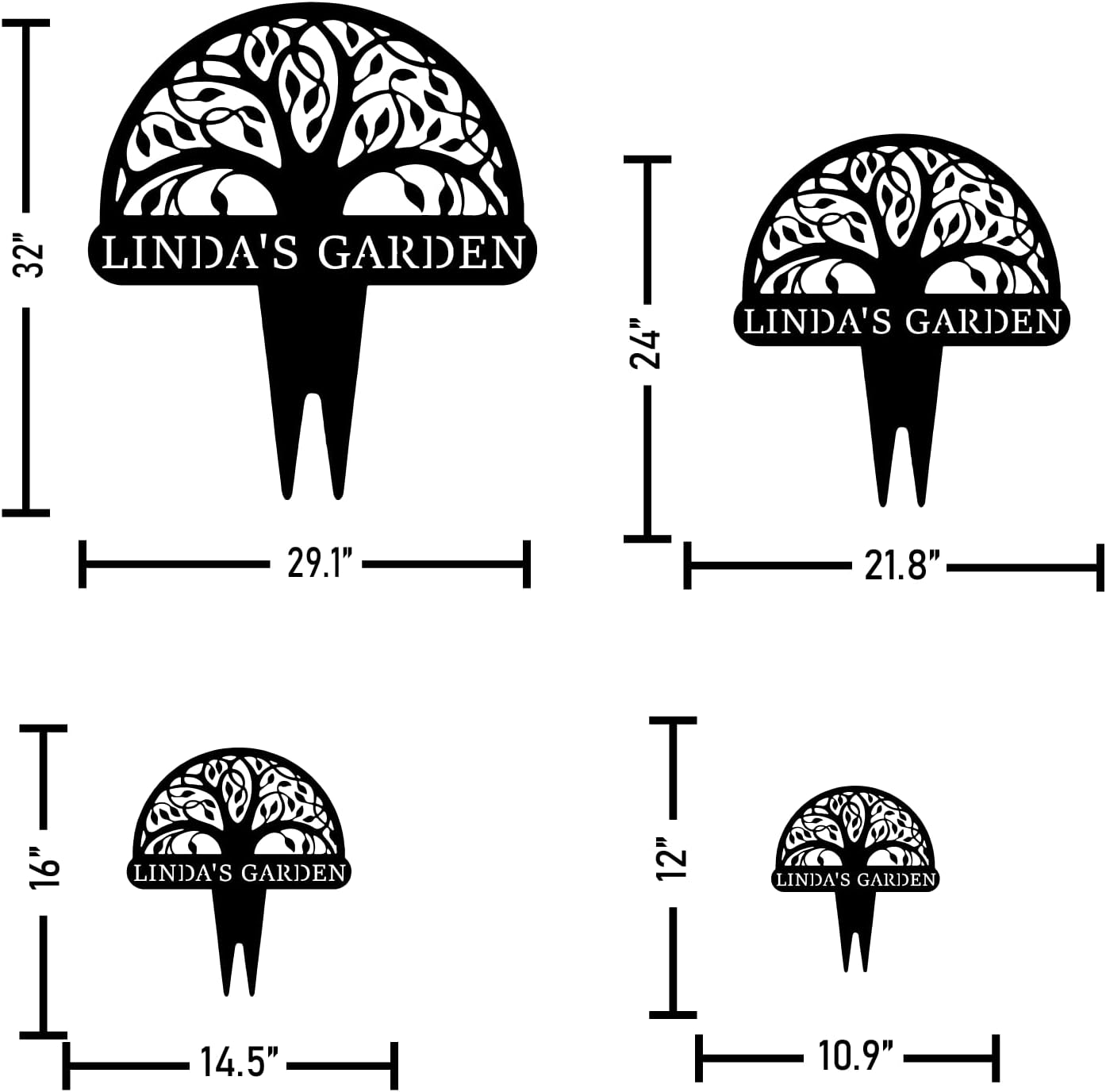 Personalized Tree of Life Metal Garden Sign with Stake, Custom Family Name Sign for Outdoor, Nature Lover Gift