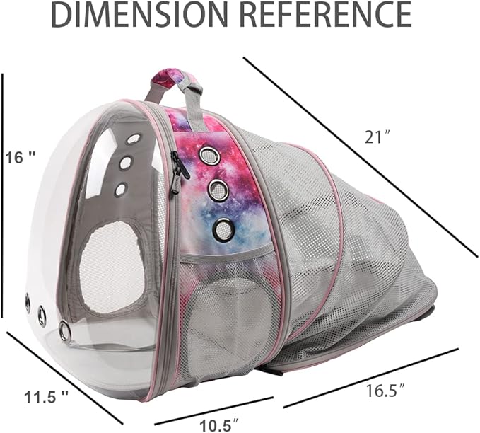 halinfer Galaxy Pink Cat Backpack Carrier for Kitten, Fit up to 12 lbs, Space Capsule Astronaut Expandable Pet Bag to Carry Small Animals, Bunny and Puppy, Cat Transport Vet Vist Bag