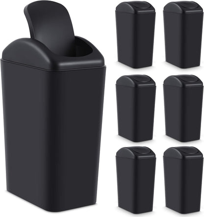 Hoolerry 4 Pcs 3 Gallon/12 Liter Small Trash Can Plastic Kitchen Garbage with Lid Small Trash Bin for Bathroom Office Bedroom Kitchen Waste Outdoor (Black)