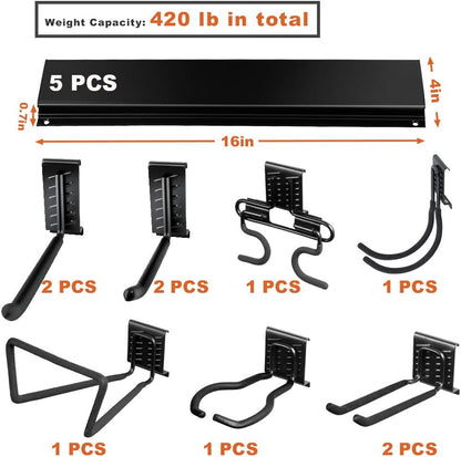 Wallmaster 15 PCS Tool Storage Rack, Garage Storage Wall Mount Organizer Garden Tool Heavy Duty Racks Broom Holder Hooks Hangers Max 420lb for Rake Shovel Lawn Garden