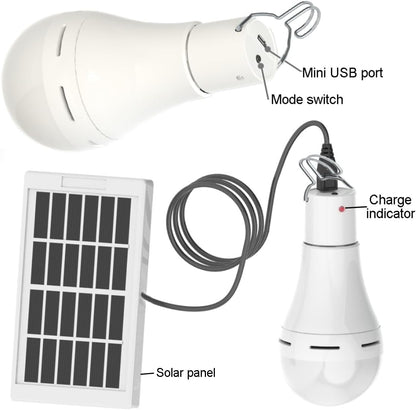 Solar Light Bulb Portable 350LM Solar Powered Camping Light Led Lantern Outdoor for Lamp Light Hiking Fishing Tent Indoor Shed Chicken Coop Hurricane Emergency with USB Chargeable