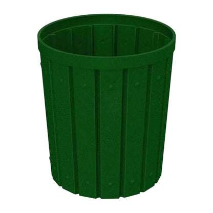 42 Gallon Slatted Circle 100% Recycled Plastic Commercial Outdoor and Indoor Trash Can with Push Open Dome Lid and Internal Liner | Great for Schools and Businesses - Green Granite