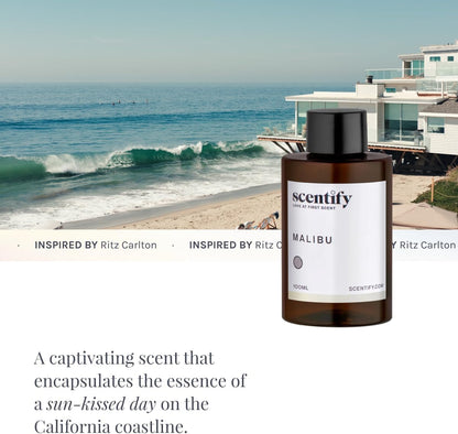 Scentify Malibu Aroma Oil Refill Scent for Oil Diffusers - Lemon, White Tea, Thyme, Cedar, Musk Scents - Luxurious Relaxing Aromatherapy Diffuser Fragrance 100ml, 3.38 oz