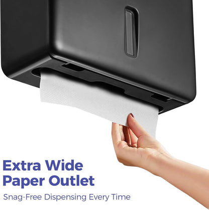 Multifold Paper Towel Dispenser Wall Mount (Black) – Large Capacity C-Fold, Trifold, and Folded Commercial Hand Towels Holder for Bathroom & Restroom – Adhesive or Screw Mounted