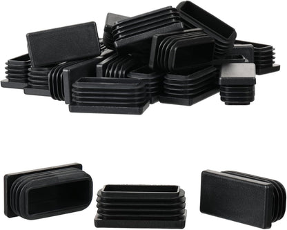 Furnigear Plastic Plugs Tubing End Cap Chair End Caps Outside Bottom Tubing Caps Rectangle Furniture Sliders Glides Black (24, Fit 1.37-1.5 x 0.78-0.9" Rectangle Tube Inner Size)