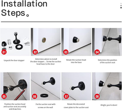 Door Stopper 6 Pack Magnetic Door Stops, Zinc Alloy Antique Brass Door Catch Door Holder Wall Floor Mounted, Metal Soft-Catch