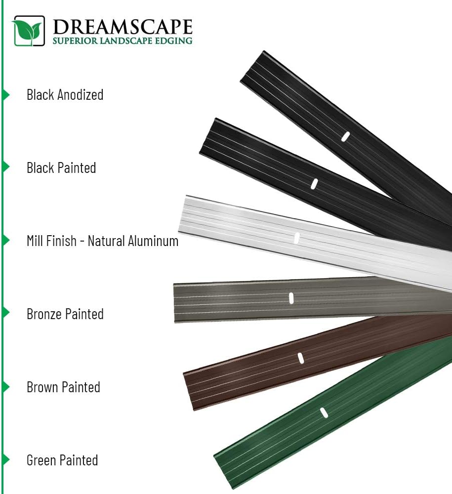 Dreamscape E-Z Edge Aluminum Landscape Edging - 4 Strips, 6ft Each (24ft Total), Brown Painted - Professional Quality Landscaping Border, Metal Divider for Lawn, Garden, Flowerbed