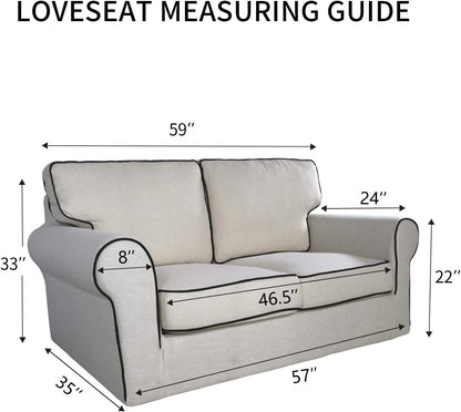 PureFit Reversible Quilted Sofa Cover, Water Resistant Medium Slipcover Furniture Protector, Washable Couch Cover with Non Slip Foam and Elastic Straps for Kids, Dogs, Pets (Loveseat, Beige/Beige)