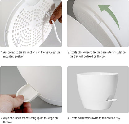 8 inch Hanging Planters, 2 Pack Self Watering Hanging Pots with 20oZ Deep Reservoir for Indoor Outdoor Plants Flowers, White