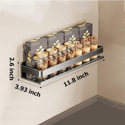 Spice Rack wall mounted 2 Pack,Suction Cups Spice Organizer for Cabinet,Large Capacity Metal Spice Shelf for Kitchen Cabinet, Pantry Doors, Bathroom, Shower, Home Decor(11.8 inch)