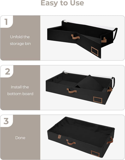 StorageWorks Large Under Bed Storage Containers with Handles and Label Holder, 2 Pack Ultra-thick Fabric Underbed Bins, Closet Organizer for Clothes, Blankets, Sweater