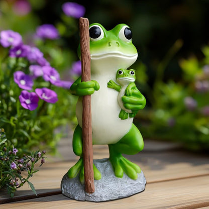 Frog Statue Garden Decor, Resin Mother and Baby Frog Figurines Outdoor Decorations, Frog Decor for Yard Art Porch Lawn Ornaments, Unique Housewarming Gifts