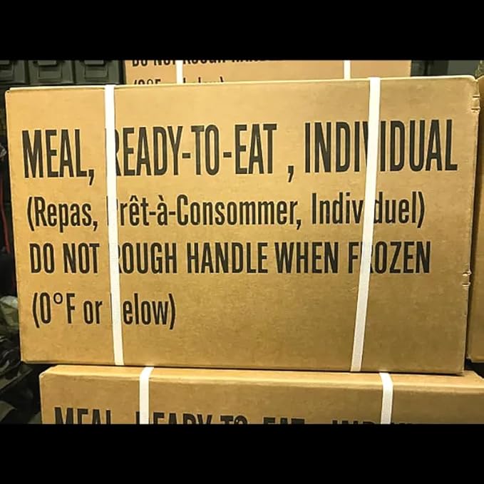 MRE Meals Ready to Eat A and B bundle cases 2025, 2026 inspection. Genuine Military US surplus emergency food bulk supply full box with heater