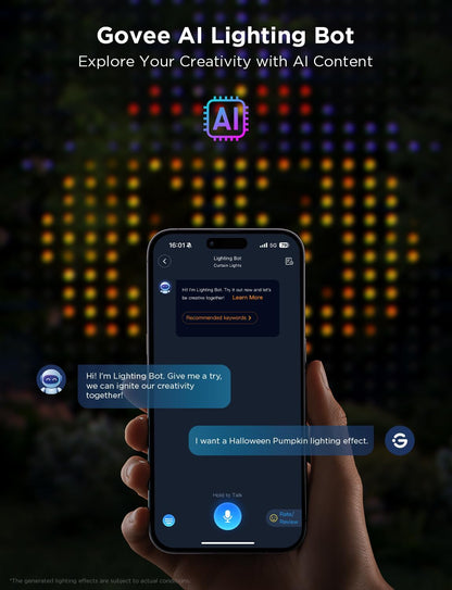 Govee Curtain Lights 2, 520 LEDs, Smart LED Curtain Light with DIY GIF AIGC, Non-Splicable, RGBIC Color Changing Holiday Lights for Indoor Outdoor Bedroom Window Decor, IP65 Waterproof, 4.9×6.6ft