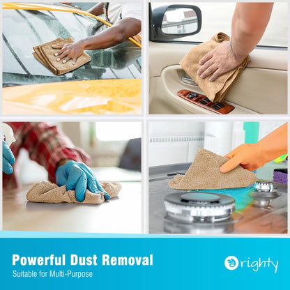 Orighty Microfiber Cleaning Cloth, 12 Pack Microfiber Towels for Cars, Highly Absorbent Car Cleaning Supplies, Lint Free Cloths Clean Rags for Car Care, House, Kitchen, 12x12 inch, Brown