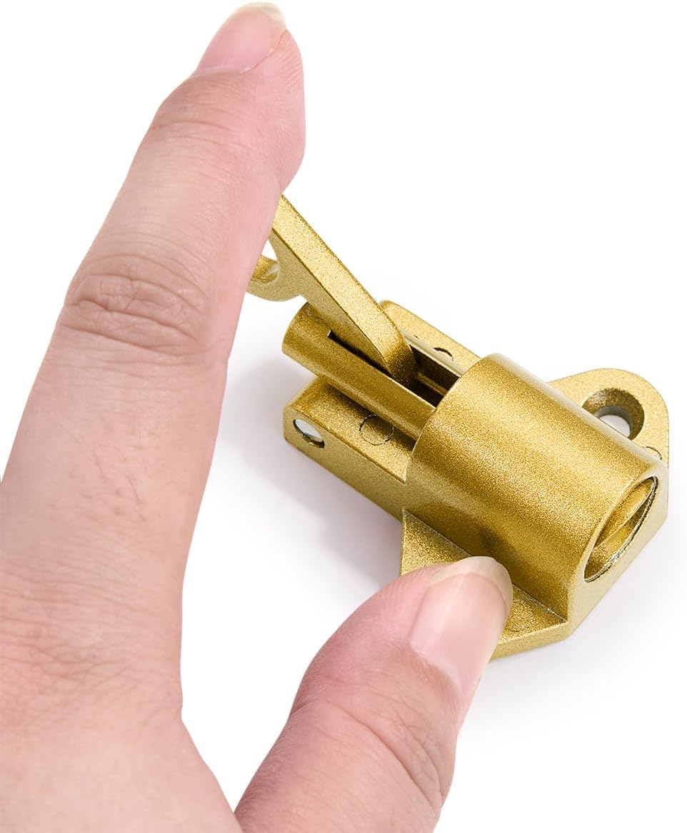 4 Packs Self-Closing Latches，Gold Spring Door Lock，Resilient Bolt Latch Aluminum Alloy Safety Automatic Spring Barrel Slide Door Lock with Screws,Used for Gate,Window and Cabinet etc
