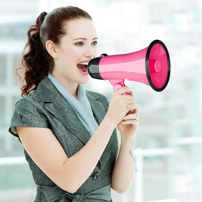 MyMealivos Portable Megaphone Bullhorn 20 Watt Power Megaphone Speaker Voice and Siren/Alarm Modes with Volume Control and Strap (Deeppink)…