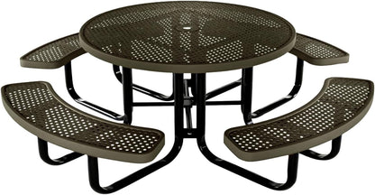 Heavy-Duty Portable Outdoor Kids Table with Umbrella Hole, Punched Steel Kids Picnic Table, Commercial-Grade, Made in America (46 in, Round, Childrens, Textured Gold Vein)