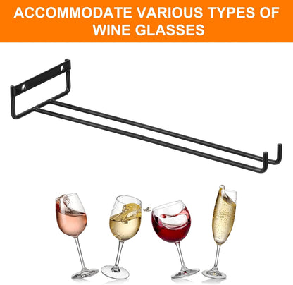 uxcell 5Pcs Wine Glass Rack, 11.81 Inch Iron Wine Glasses Rack Under Cabinet Stemware Rack - Wall Mountable Wine Glass Holder Storage Hanger for Bars Coffee Restaurants Kitchens, Black