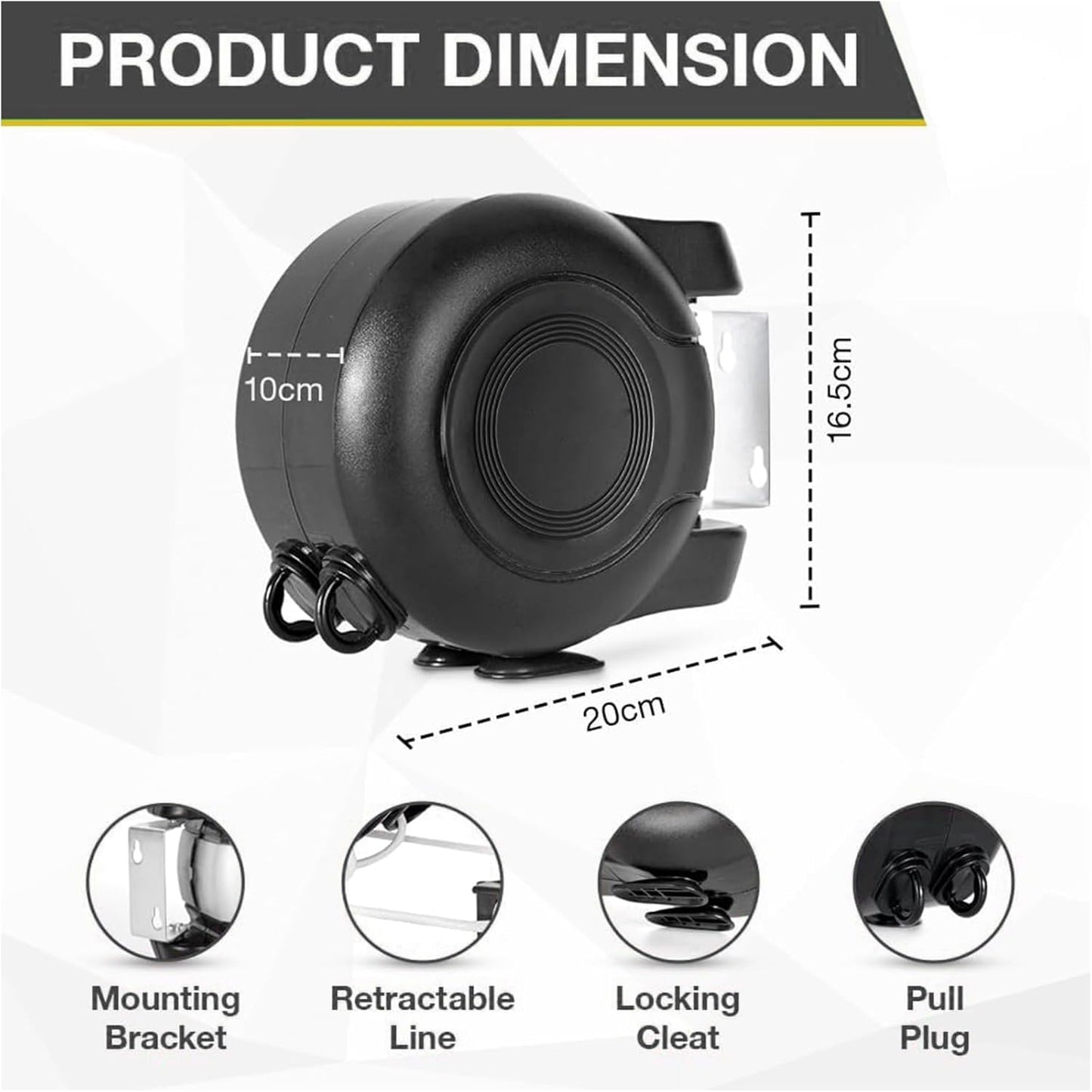 Retractable Double Clothesline – 49 ft x 2 Heavy Duty Clothes Line for Indoor & Outdoor Use, Dual Laundry Line with Easy Installation (Black)