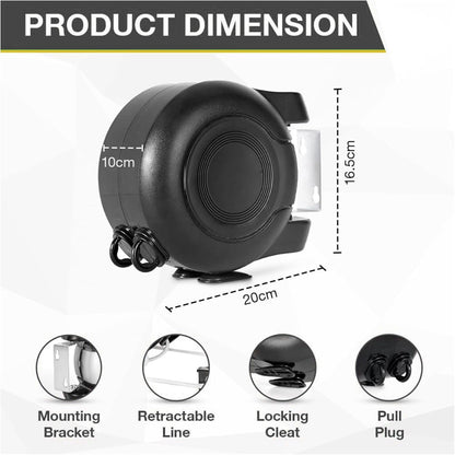 Retractable Double Clothesline – 49 ft x 2 Heavy Duty Clothes Line for Indoor & Outdoor Use, Dual Laundry Line with Easy Installation (Black)