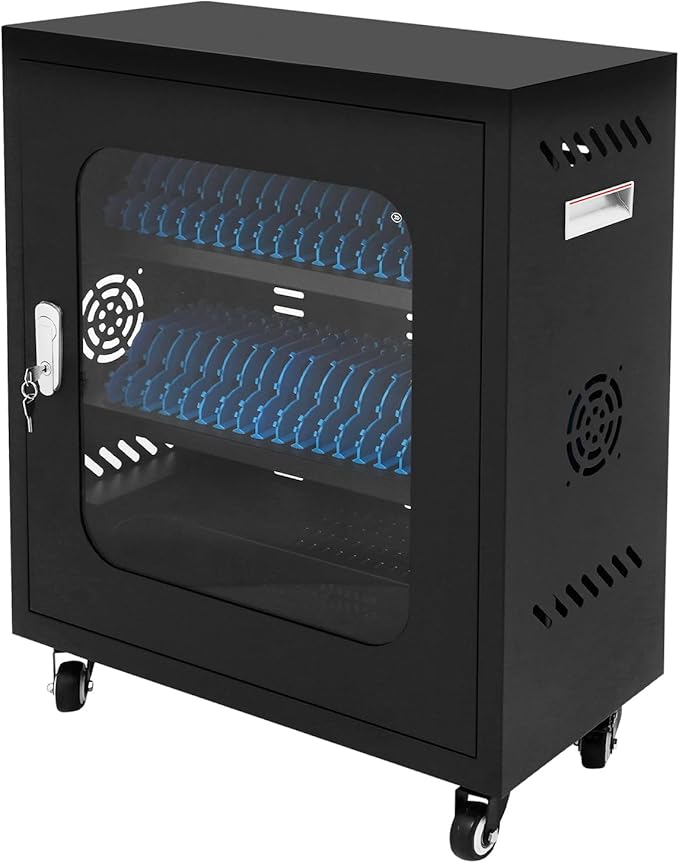 40-Device Charging Station, Charging Cabinet for Cellphones & Tablet Computers, Rechargeable Cellphone Locker Storage Charging Station, Locking Laptop Storage Box with Cable Management