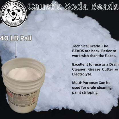 Quality Chemical Sodium Hydroxide (Caustic Soda Beads) - 40 lb Pail (Pack of 1)